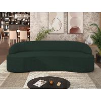Sofá 3 Lugares Curvo Sala De Estar Living Lótus D02 Linho Verde Musgo 210 Cm C-117 - 12