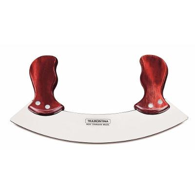 Mezzaluna Tramontina Polywood Com Lâmina Em Aço Inox E Cabos De Madeira Vermelho Tramontina