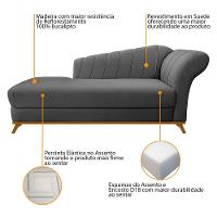Kit Diva Recamier Vanessa 160Cm Lado Esquerdo E 02 Poltronas Laura Suede Cor Cinza - 3
