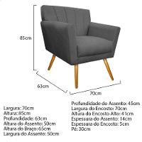 Kit Diva Recamier Vanessa 160Cm Lado Esquerdo E 02 Poltronas Laura Suede Cor Cinza