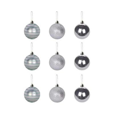 Kit 9 Bolinhas Para árvore De Natal Texturizadas Enfeite Prata