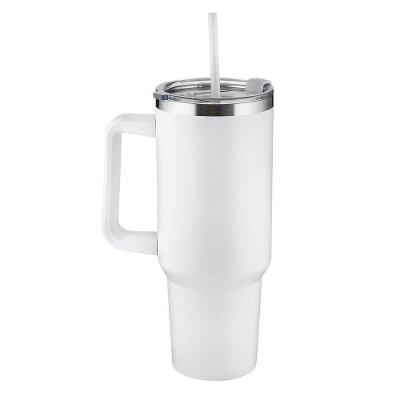 Garrafa Canecão Em Inox Parede Dupla 1300ml Com Alça E Canudo Branca