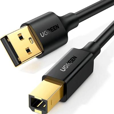 Cabo Para Impressoras Ugreen Usb-a Para Usb-b 2.0 Am Para Bm - 5 Metros Cor Preto