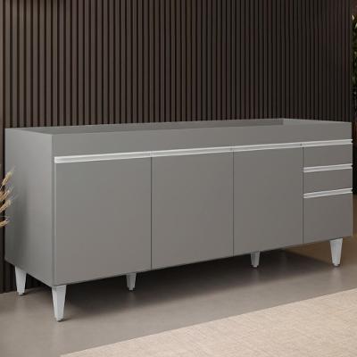 Balcão De Cozinha Para Pia 180cm Sem Tampo Dallas Cinza - Lumil