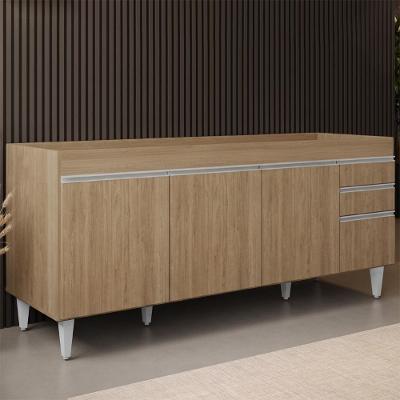 Balcão De Cozinha Para Pia 180cm Sem Tampo Dallas Castanho - Lumil