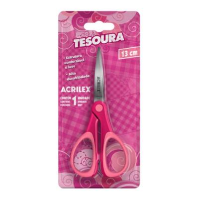 Tesoura 13cm Multiuso Acrilex Rosa
