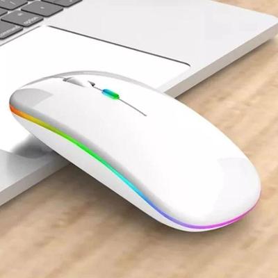 Mouse Sem Fio Recarregável Led Rgb Silencioso 2.4 Ghz Gamer Home Office Branco