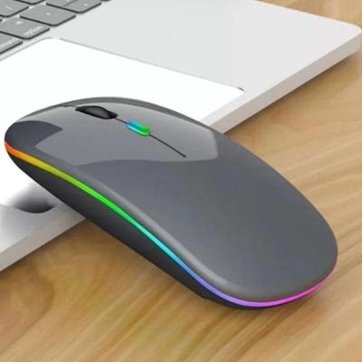Mouse Sem Fio Recarregável Led Rgb Silencioso 2.4 Ghz Gamer Home Office Prata