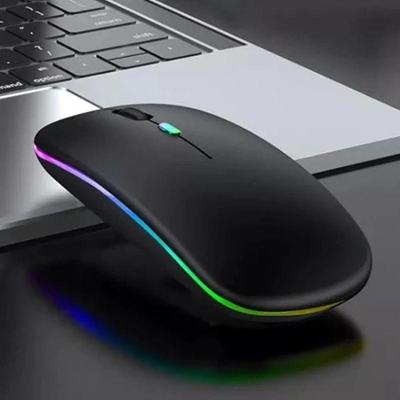 Mouse Sem Fio Recarregável Led Rgb Silencioso 2.4 Ghz Gamer Home Office Preto