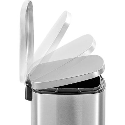 Lixeira Inox Retangular Com Pedal 12l Acabamento Escovado - Mood