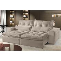 Sofá 3 Lugares Retrátil E Reclinável Máximo 2.30M Veludo Bege Bege - 1