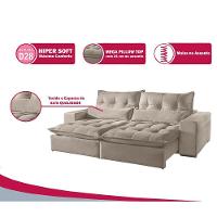 Sofá 3 Lugares Retrátil E Reclinável Máximo 2.30M Veludo Bege Bege