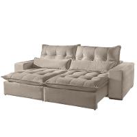 Sofá 3 Lugares Retrátil E Reclinável Máximo 2.30M Veludo Bege Bege - 5