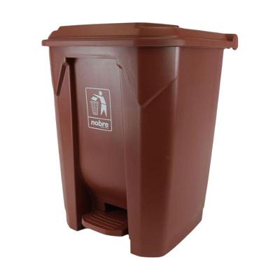 Lixeira Plástica Com Pedal 50l Marrom Grande áreas Externas - Nobre