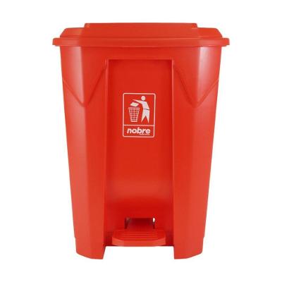 Lixeira Plástica Com Pedal 50l Vermelha Grande áreas Externas - Nobre