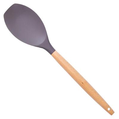 Espátula Pá De Silicone Cabo De Madeira Cinza 31cm Coberturas Fechada