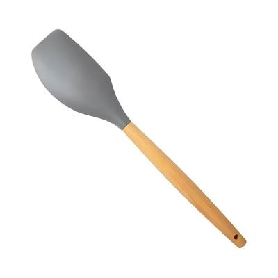 Espátula Reta De Silicone Cabo De Madeira Cinza 31cm Coberturas Fechada