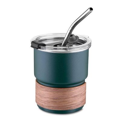 Copo De Café Com Canudo Em Inox Hermético 250ml Verde