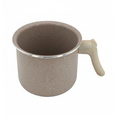 Caneco Leiteira Indução Antiaderente Marble ø14cm Cabo De Madeira