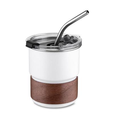 Copo De Café Com Canudo Em Inox Hermético 250ml Branco