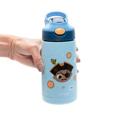 Garrafa Térmica Pirata 350ml Vácuo Isolante Com Canudo Silicone