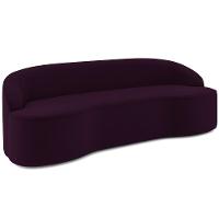 Sofá 3 Lugares Curvo Sala De Estar Living Lótus D02 Veludo Roxo 180 Cm C-292 - 1