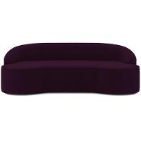 Sofá 3 Lugares Curvo Sala De Estar Living Lótus D02 Veludo Roxo 180 Cm C-292 - 2