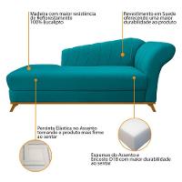 Kit Diva Recamier Vanessa 185Cm Lado Esquerdo E 02 Poltronas Laura Suede Cor Azulturquesa - 3