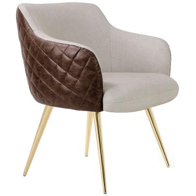 Poltrona Jade Tressê Pés Palito Gold Corano Rústico Marrom/linho Cru - Nexta Casa