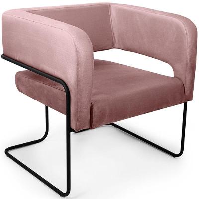 Poltrona Decorativa Scarlett Base Aço Preto Veludo Rosê - Nexta Casa