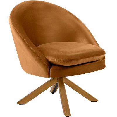 Poltrona Giratória Para Sala Rafa Giromad Castanho Veludo Camel - Nexta Casa