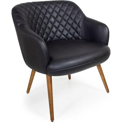 Poltrona Decorativa Jade Tressê Pés Palito Corano Black - Nexta Casa