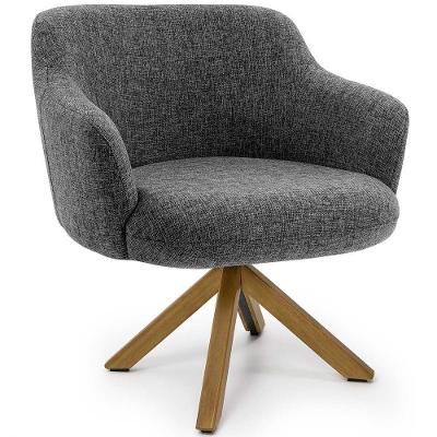 Poltrona Decorativa Jade Giratória Giromad Linho Mesclado Branco/cinza - Nexta Casa