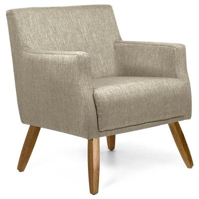 Poltrona Para Sala De Estar Diva Pés Manu Linho Rústico Creme - Nexta Casa