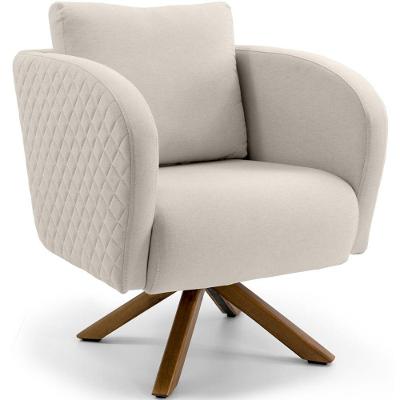 Poltrona Decorativa Dana Tressê Giratória Giromad Linho Palha - Nexta Casa