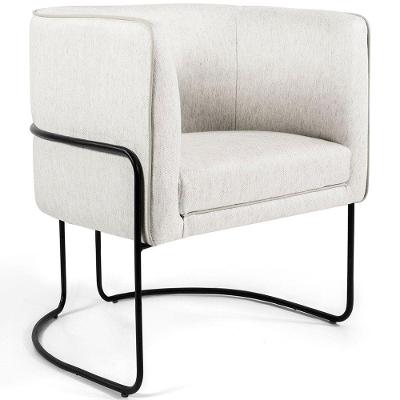 Poltrona Para Sala Betina Base Preto Viscolinho Off White - Nexta Casa