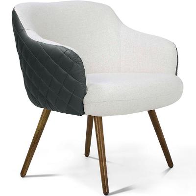 Poltrona Decorativa Jade Tressê Pés Palito Corano Cinza/algodão Cinza - Nexta Casa