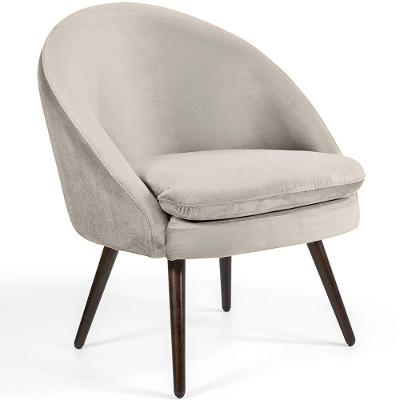 Poltrona Para Sala Rafa Pés Palito Veludo Creme - Nexta Casa