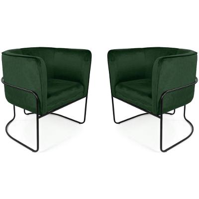 Kit 02 Poltronas Betina Base Preto Veludo Verde - Nexta Casa
