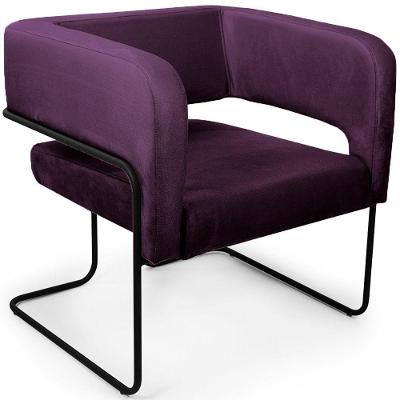 Poltrona Decorativa Scarlett Base Aço Preto Veludo Roxo - Nexta Casa