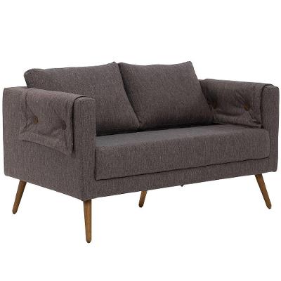 Poltrona Brisa 2 Lugares Pés Palito Linho Marrom Acinzentado - Nexta Casa