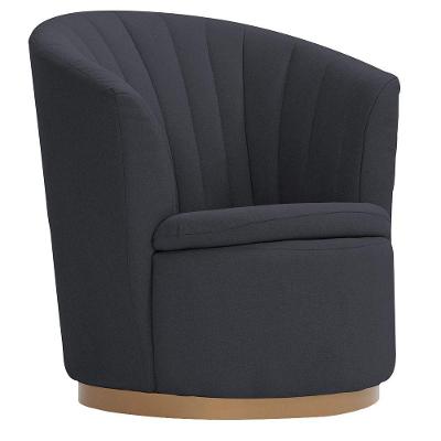 Poltrona évora Base Aço Ouro Fosco Bouclé Cinza Azulado - Nexta Casa