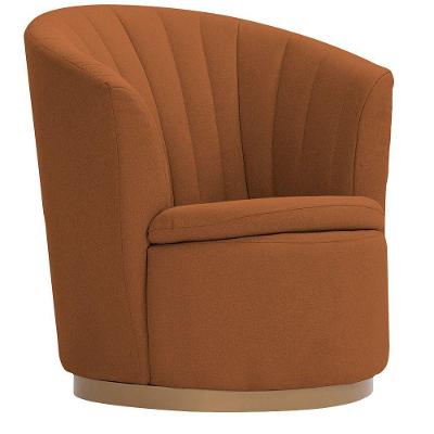 Poltrona évora Base Aço Ouro Fosco Poliéster Camel - Nexta Casa