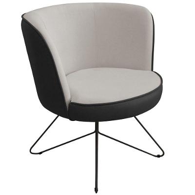 Poltrona Decorativa Chiara Base Orby Corano Preto/velosuede Off White - Nexta Casa