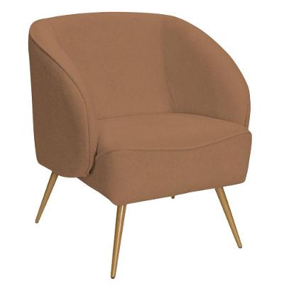 Poltrona Para Sala De Estar Agnes Pés Aço Ouro Fosco Bouclé Terracota - Nexta Casa
