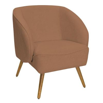 Poltrona Para Sala De Estar Agnes Pés Palito Castanho Bouclé Terracota - Nexta Casa