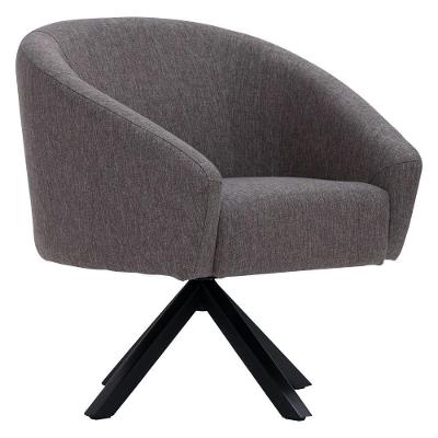 Poltrona Sala De Estar Mona Giratória Giromad Linho Marrom Acinzentado - Nexta Casa