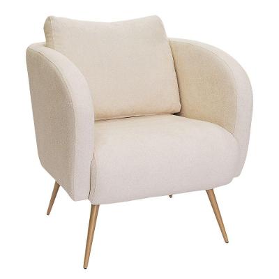 Poltrona Decorativa Dana Pés Palito Ouro Fosco Bouclé Off White - Nexta Casa