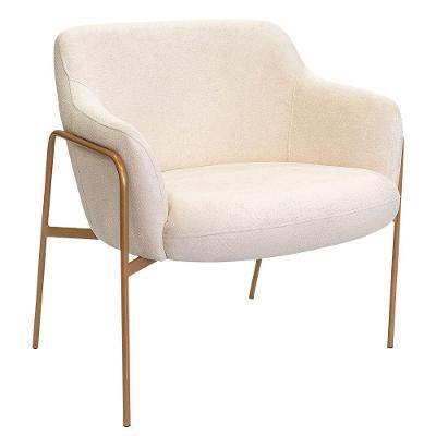 Poltrona Decorativa Jade Base Aço Ouro Fosco Bouclé Off White - Nexta Casa