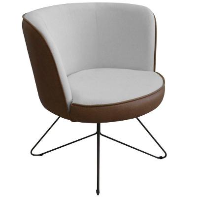 Poltrona Decorativa Chiara Base Orby Corano Marrom/poliéster Cinza Claro - Nexta Casa